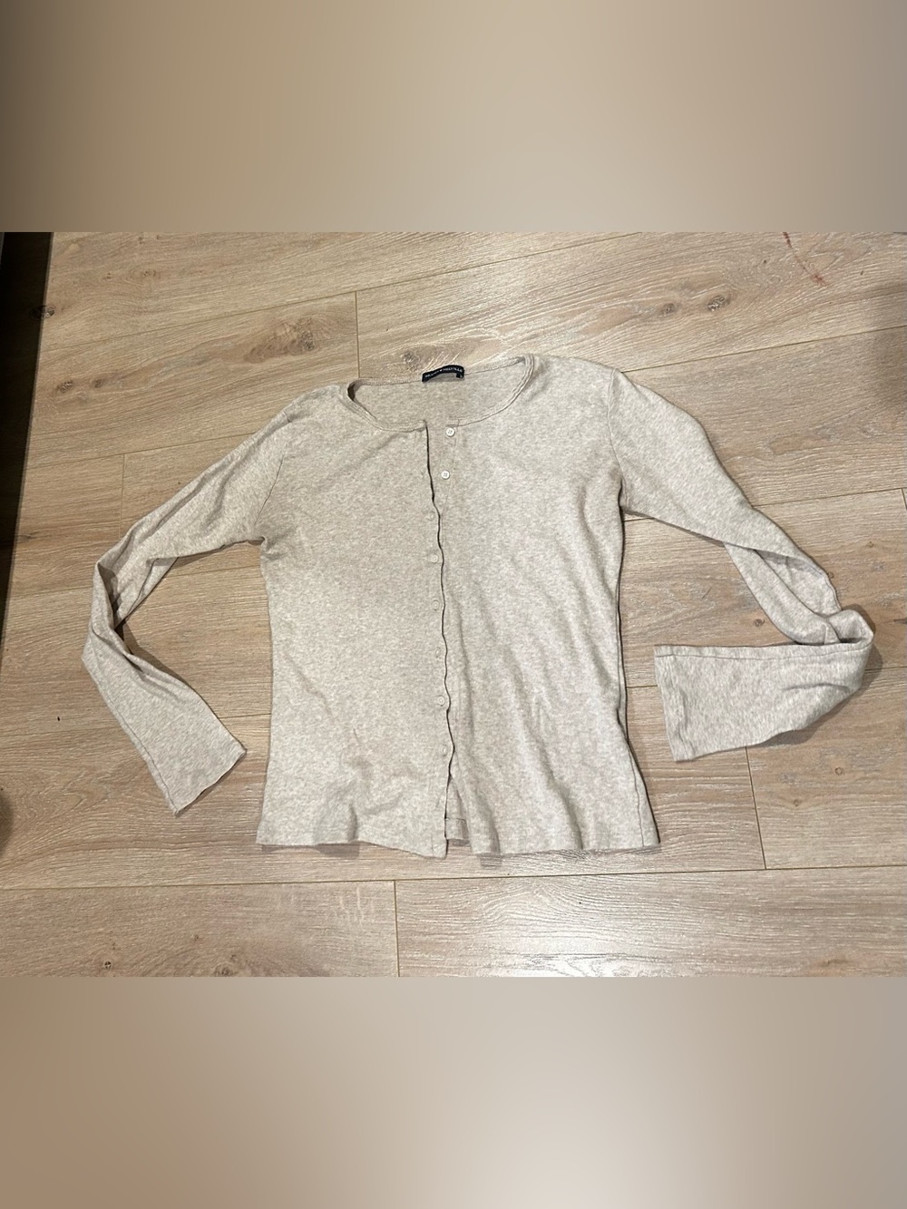 Brandy Melville Light Beige Knit Button-Front Cardigan